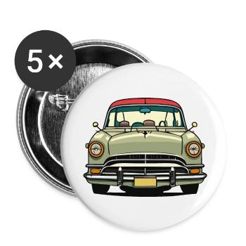 Voiture de collection - Lot de 5 petits badges (25 mm) - blanc - Devant