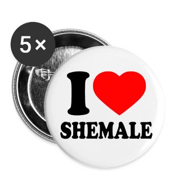I love shemale - Lot de 5 petits badges (25 mm) - blanc - Devant