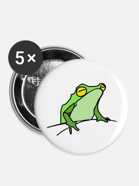 Frosch - Buttons klein 25 mm (5er Pack) - Weiß
