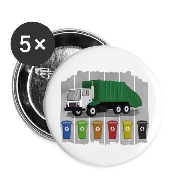 Garbage Truck Love Garbage Collection Child Boy I Gift - Buttons small 1''/25 mm (5-pack) - white - Front