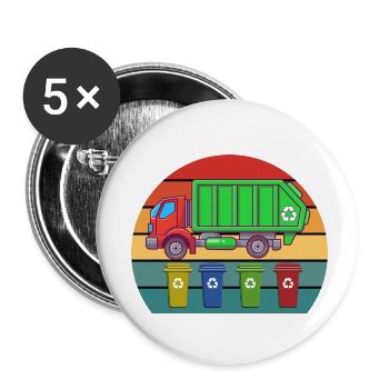 Garbage Truck Love Garbage Collection Child Boy I Gift - Buttons small 1''/25 mm (5-pack) - white - Front