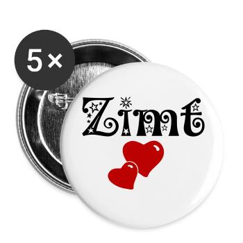 Zimt & Zucker Partnerlook Liebe Valentinstag Herz - Buttons klein 25 mm (5er Pack) - Weiß - Vorne