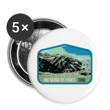 Pyrenees Landscape Escutcheon: Authentic Nature - Buttons small 1''/25 mm (5-pack) - white - Front