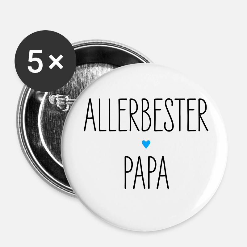 Allerbester Papa, Bester Vater, Herz, Geburtstag - Buttons klein 25 mm (5er Pack) - Weiß