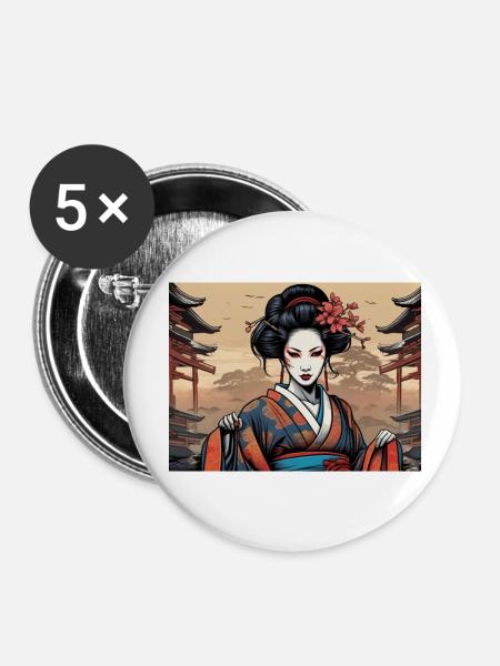 Japanerin - Buttons klein 25 mm (5er Pack) - Weiß