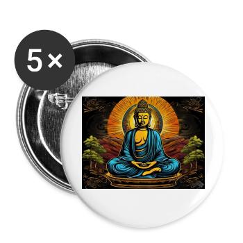 Buddha - Buttons small 1''/25 mm (5-pack) - white - Front