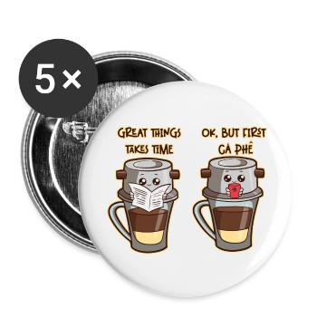 Vietnam Viet Kaffee Ca Phe Vietnamese I Geschenk - Buttons klein 25 mm (5er Pack) - Weiß - Vorne