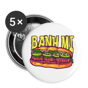 Vietnam Viet Banh Mi pain vietnamien I cadeau - Lot de 5 petits badges (25 mm) - blanc - Devant