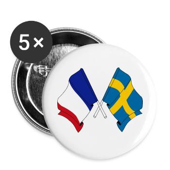 Flagge von Frankreich und Flagge Schweden - Buttons klein 25 mm (5er Pack) - Weiß - Vorne