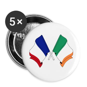 Flagge von Frankreich und Flagge von Irland - Buttons klein 25 mm (5er Pack) - Weiß - Vorne