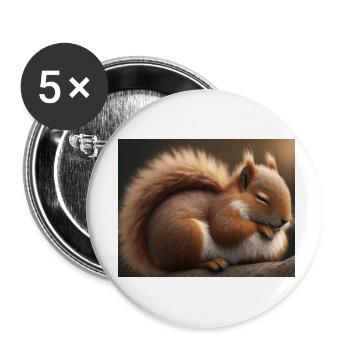 Niedliche Tiere im Winterschlaf – Eichhörnchen - Buttons klein 25 mm (5er Pack) - Weiß - Vorne