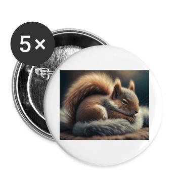 Niedliche Tiere im Winterschlaf – Eichhörnchen - Buttons klein 25 mm (5er Pack) - Weiß - Vorne