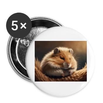 Niedliche Tiere im Winterschlaf – Hamster - Buttons klein 25 mm (5er Pack) - Weiß - Vorne