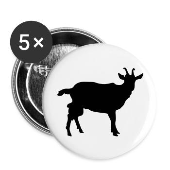 Silhouette de chèvre - Lot de 5 petits badges (25 mm) - blanc - Devant