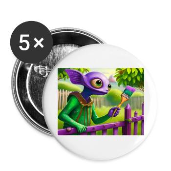 mignon petit extraterrestre vintage vert peinture une clôture - Lot de 5 petits badges (25 mm) - blanc - Devant
