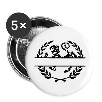 Tiger in laurel wreath Shotokan karate - Buttons small 1''/25 mm (5-pack) - white - Front