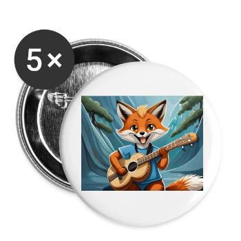 mignon petit renard démon vie quotidienne jouant de la guitare - Lot de 5 petits badges (25 mm) - blanc - Devant