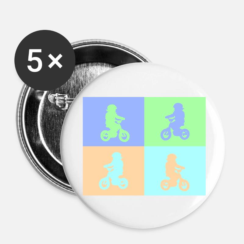 Junior Biker Pop Art pastel - Buttons small 1''/25 mm (5-pack) - white