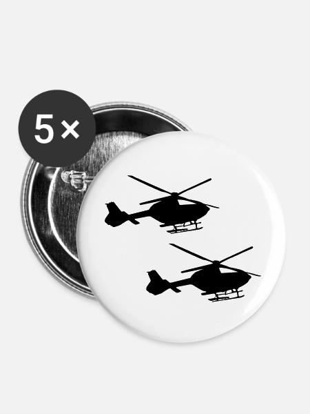hubschrauber 2 - Buttons klein 25 mm (5er Pack) - Weiß