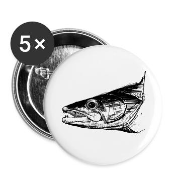 Sandre - Pêche au sandre - Poisson préféré - Lot de 5 petits badges (25 mm) - blanc - Devant