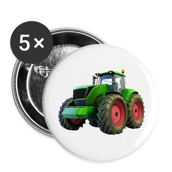 Neuer großer Traktor mit roten Felgen - Buttons klein 25 mm (5er Pack) - Weiß - Vorne