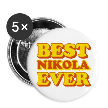 Nikola First Name Funny Gift - Buttons small 1''/25 mm (5-pack) - white - Front