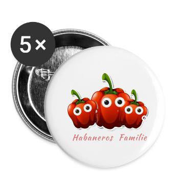 Habaneros,chilli, Familie, habaneros Familie - Buttons klein 25 mm (5er Pack) - Weiß - Vorne