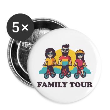 Visite en famille - Lot de 5 petits badges (25 mm) - blanc - Devant