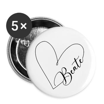 Beate Name Herzlinie - Buttons klein 25 mm (5er Pack) - Weiß - Vorne