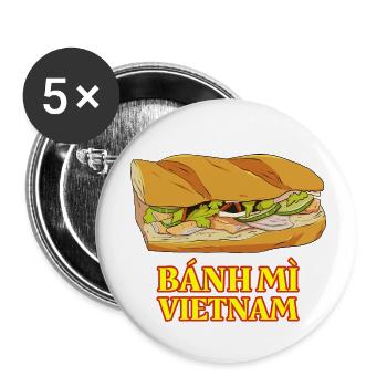 Vietnam Viet Banh Mi pain vietnamien I cadeau - Lot de 5 petits badges (25 mm) - blanc - Devant
