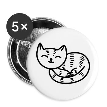 Snoozing Kitty (Tiger) - Buttons klein 25 mm (5er Pack) - Weiß - Vorne