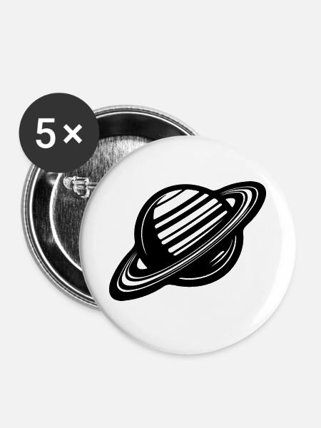 Ringplanet mit Ringssystem im Sonnensystem - Buttons klein 25 mm (5er Pack) - Weiß