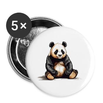 Ours Panda assis - Lot de 5 petits badges (25 mm) - blanc - Devant