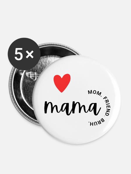 I love Mama png - Buttons klein 25 mm (5er Pack) - Weiß