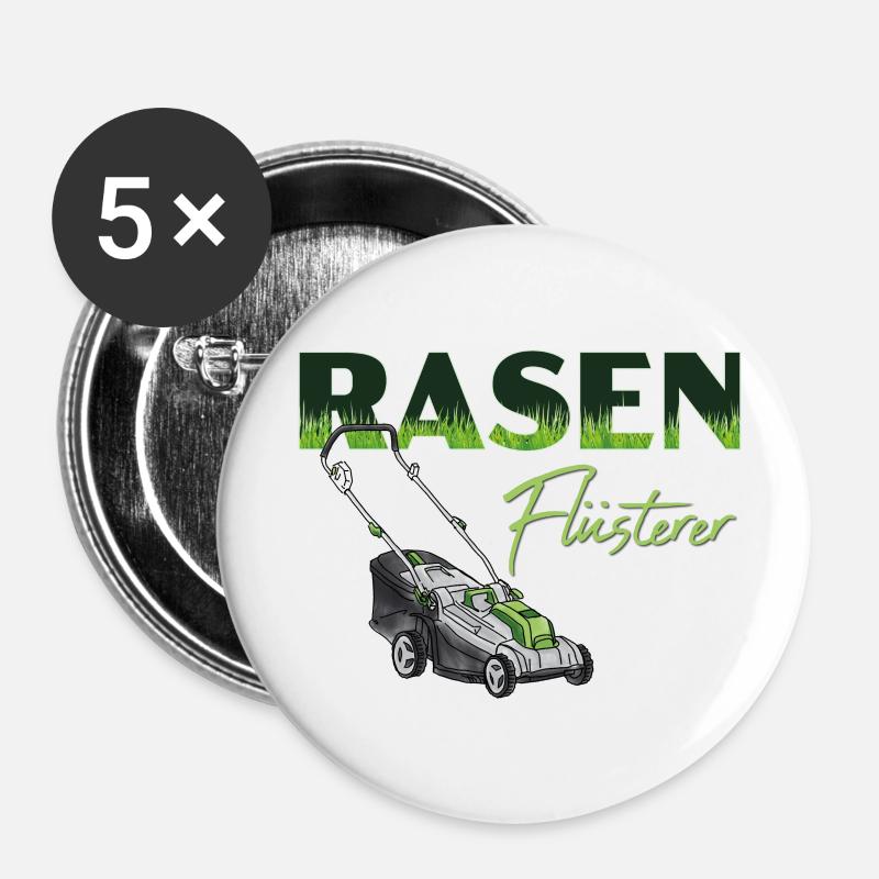 Design "Rasen-Flüsterer" - Buttons klein 25 mm (5er Pack) - Weiß