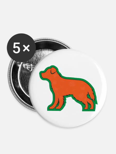 Retriever mit Blättern - Buttons klein 25 mm (5er Pack) - Weiß