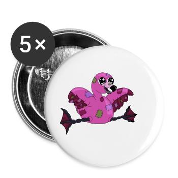 Flamant - Lot de 5 petits badges (25 mm) - blanc - Devant