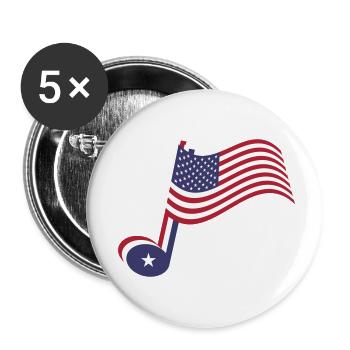 Country-Musik-Note und Spangled-Banner - Buttons klein 25 mm (5er Pack) - Weiß - Vorne