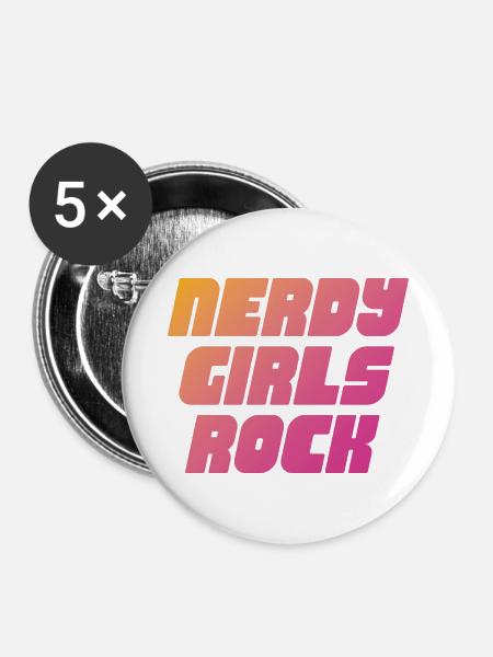 Nerdy Girls Rock - Buttons klein 25 mm (5er Pack) - Weiß