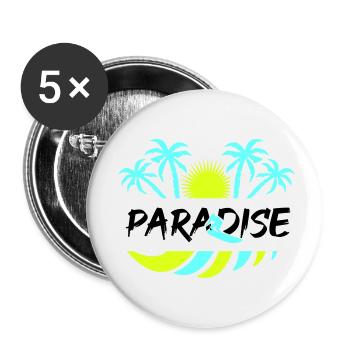 surf paradise - Buttons klein 25 mm (5er Pack) - Weiß - Vorne