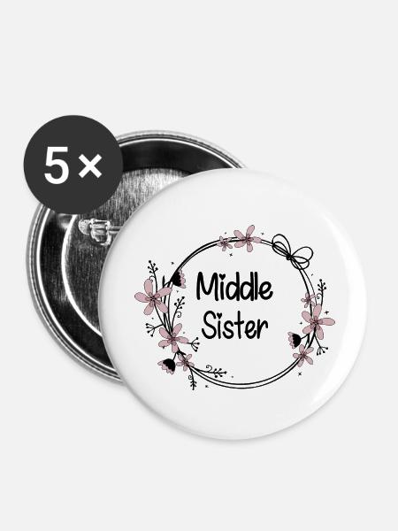 Middle Sister - Buttons klein 25 mm (5er Pack) - Weiß