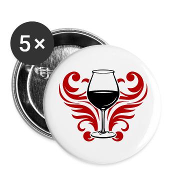 Verre de symbole de vin - Lot de 5 petits badges (25 mm) - blanc - Devant