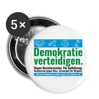 Mimikama Demokratie verteidigen - Buttons klein 25 mm (5er Pack) - Weiß - Vorne