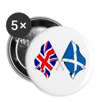 Flagge von England und Flagge von Schottland - Buttons klein 25 mm (5er Pack) - Weiß - Vorne