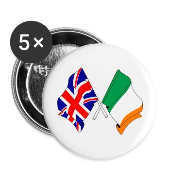 Flagge von England und Flagge von Irland - Buttons klein 25 mm (5er Pack) - Weiß - Vorne