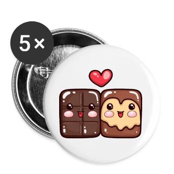 Schokolade Paar Liebe Herz Lustig - Buttons klein 25 mm (5er Pack) - Weiß - Vorne