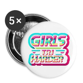 Girls Tri Harder 9 - Buttons small 1''/25 mm (5-pack) - white - Front