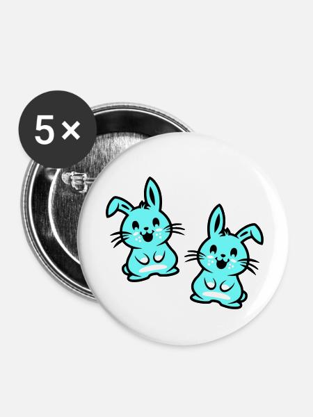 Osterhase Ostern - Buttons klein 25 mm (5er Pack) - Weiß