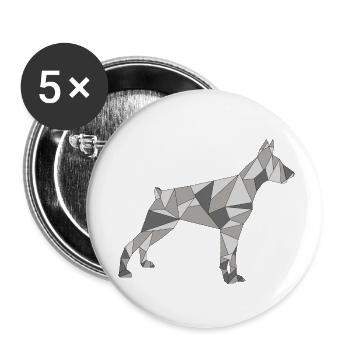 GEOMETRIC DOBERMAN - Buttons small 1''/25 mm (5-pack) - white - Front