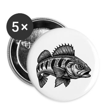 Flussbarsch - Buttons klein 25 mm (5er Pack) - Weiß - Vorne